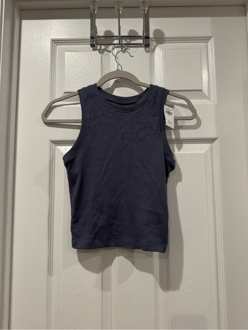 Ribbed Sleeveless Crop Tank - Navy